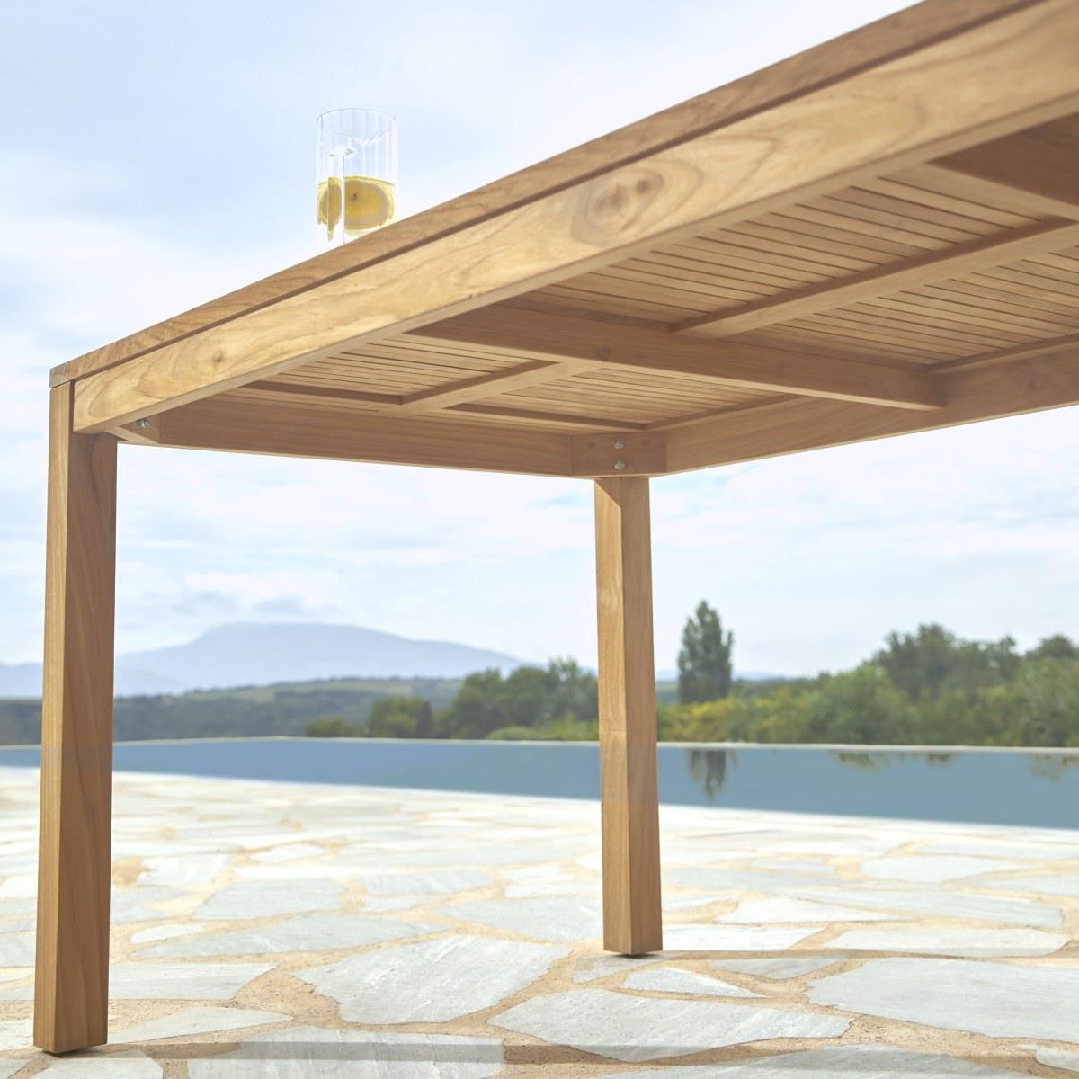 Tikamoon - Teo - Massief teakhouten tuinset met 4 stoelen