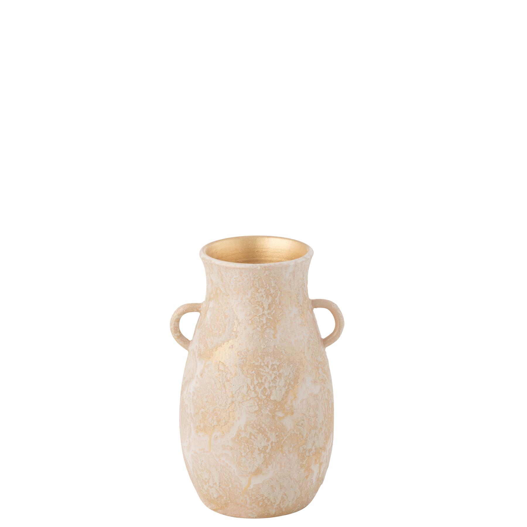 J-Line vaas Amphore terra - keramiek - roze|goud - medium - 40 cm hoog