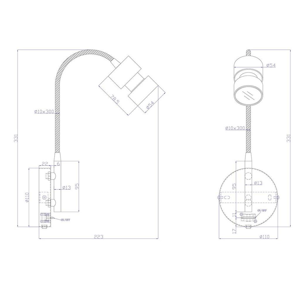 Steinhauer Wandlamp Natasja Zwart Flex 4.9 Watt Incl. Schakelaar