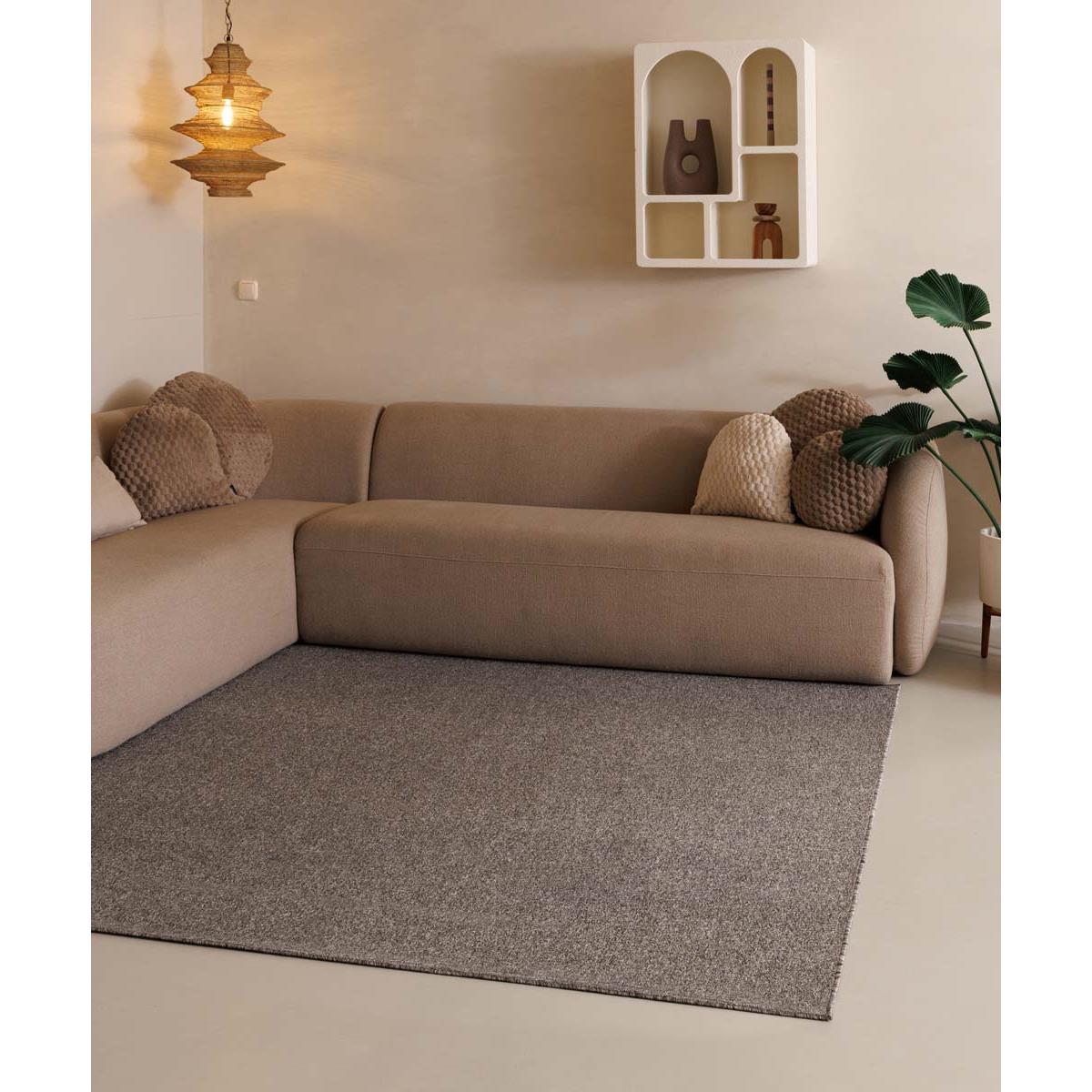 Tapeso Vierkant vloerkleed Lush - grijs - 240x240 cm