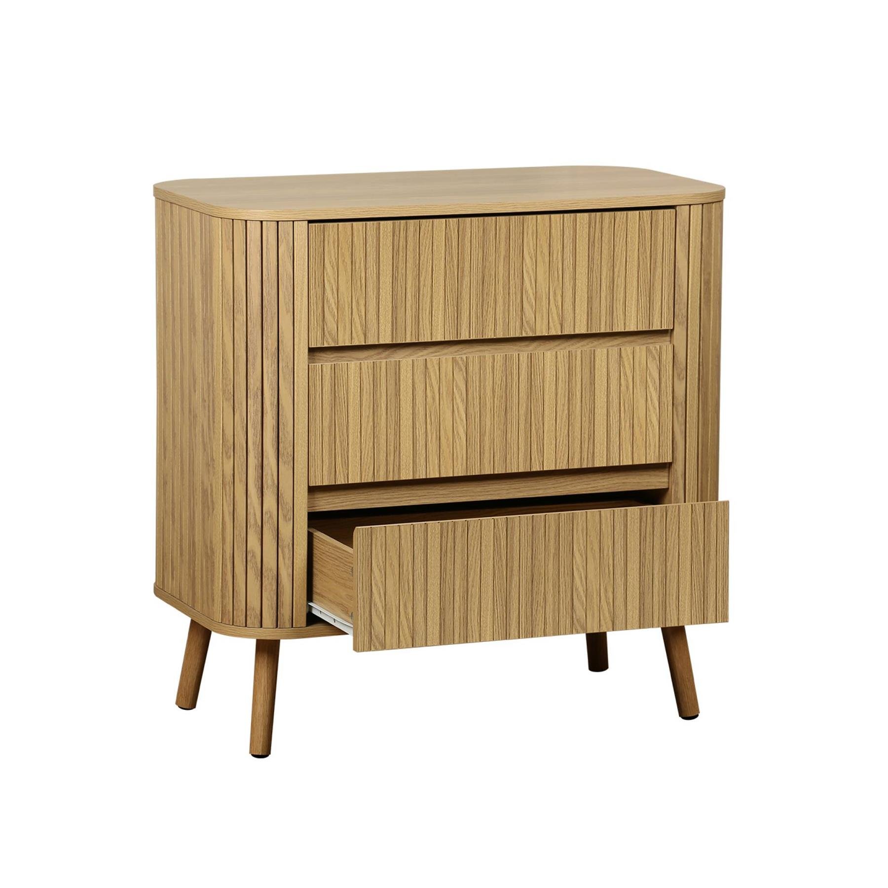 sweeek - Ladekast met 3 laden, naturel gestreept decor