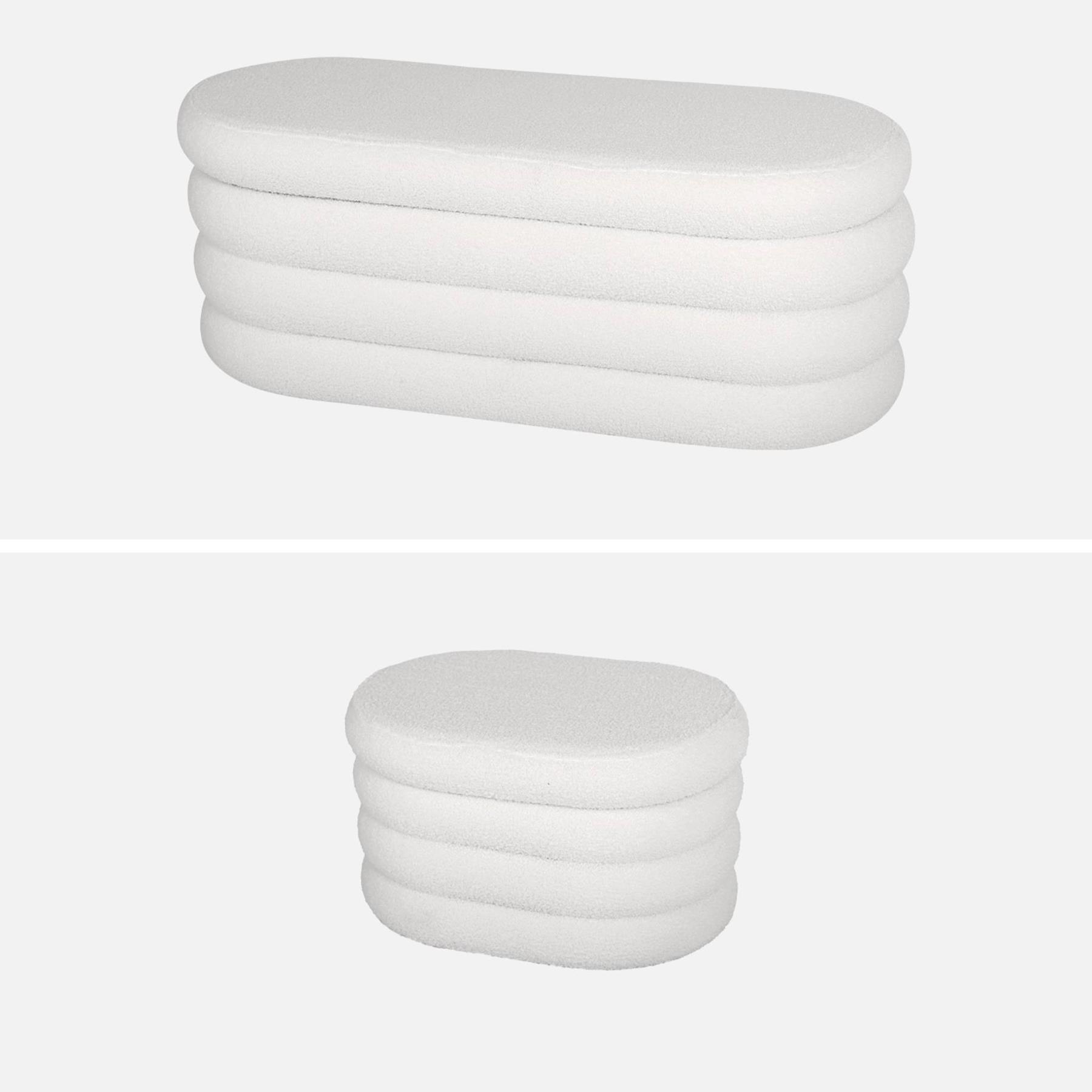 sweeek - Kistbank met 2 opberghockers bouclé