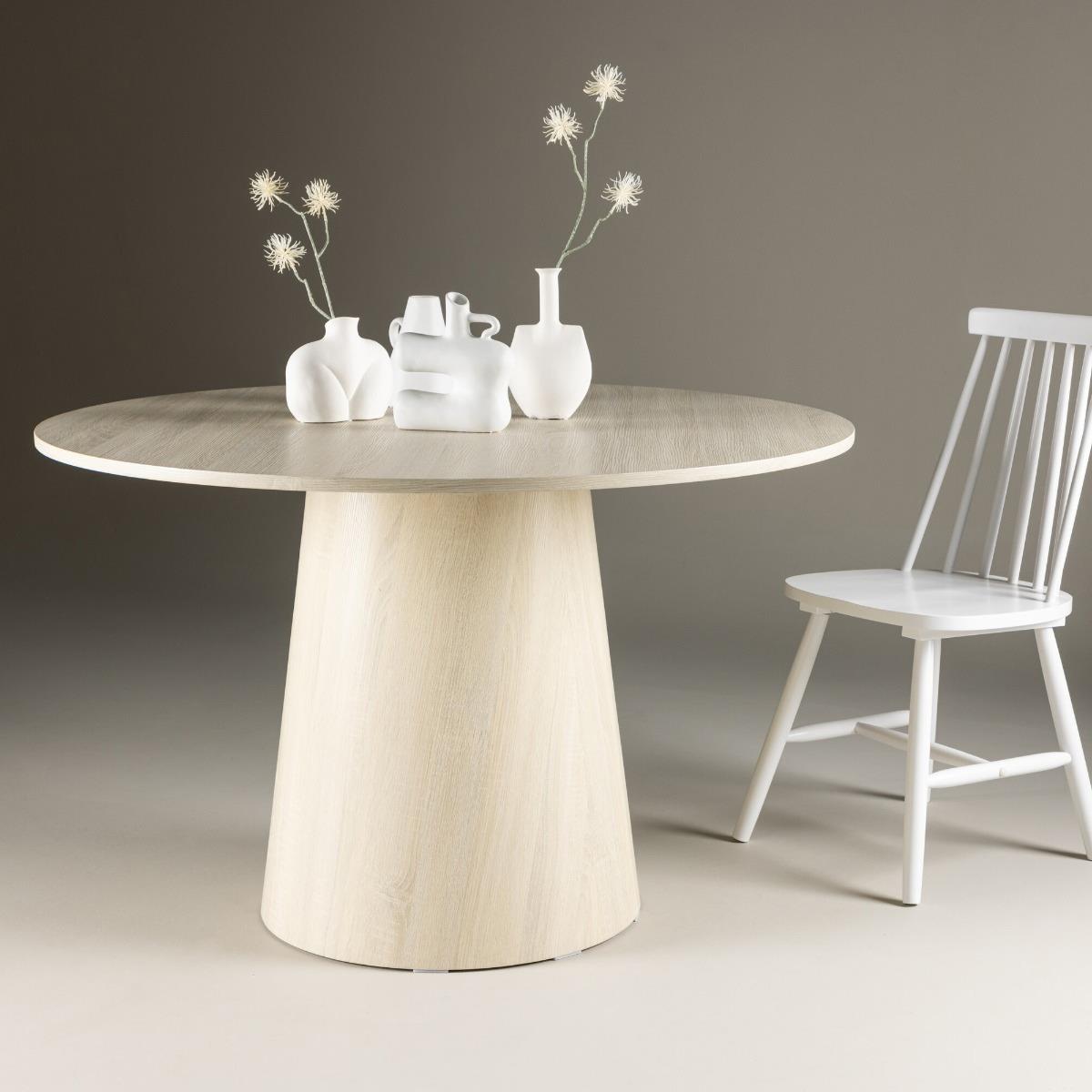Fjôrd - Eettafel Rond Whitewash - Ø120x75 cm - Lanzo