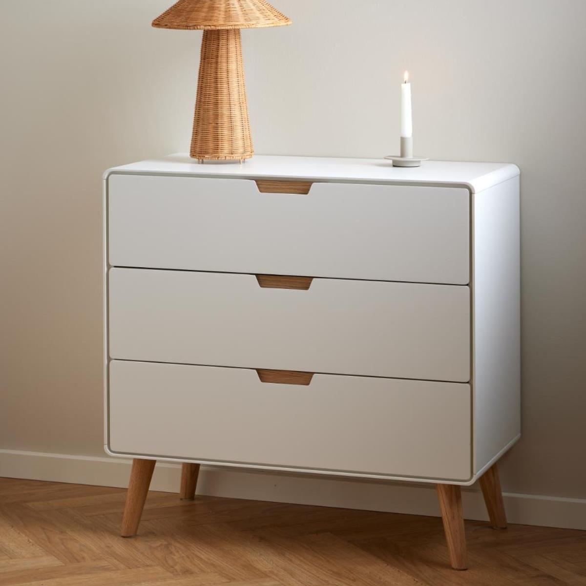 Rebellenclub Caicos Ladekast - 80 x 40 cm - Wit Met Eiken