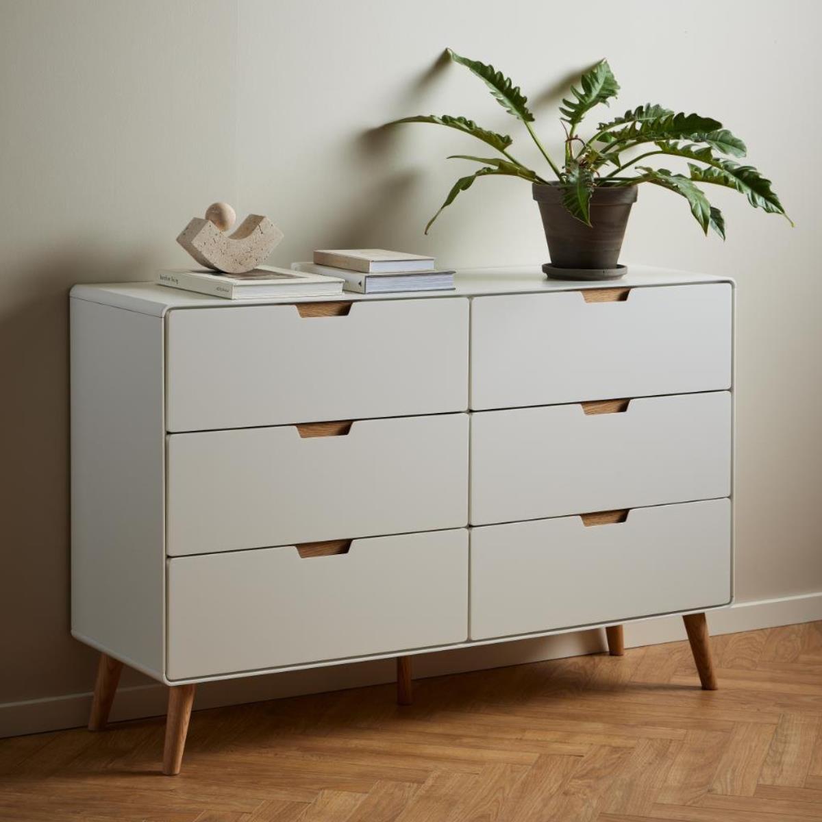 Rebellenclub Caicos Ladekast - 135 x 40 cm - Wit Met Eiken