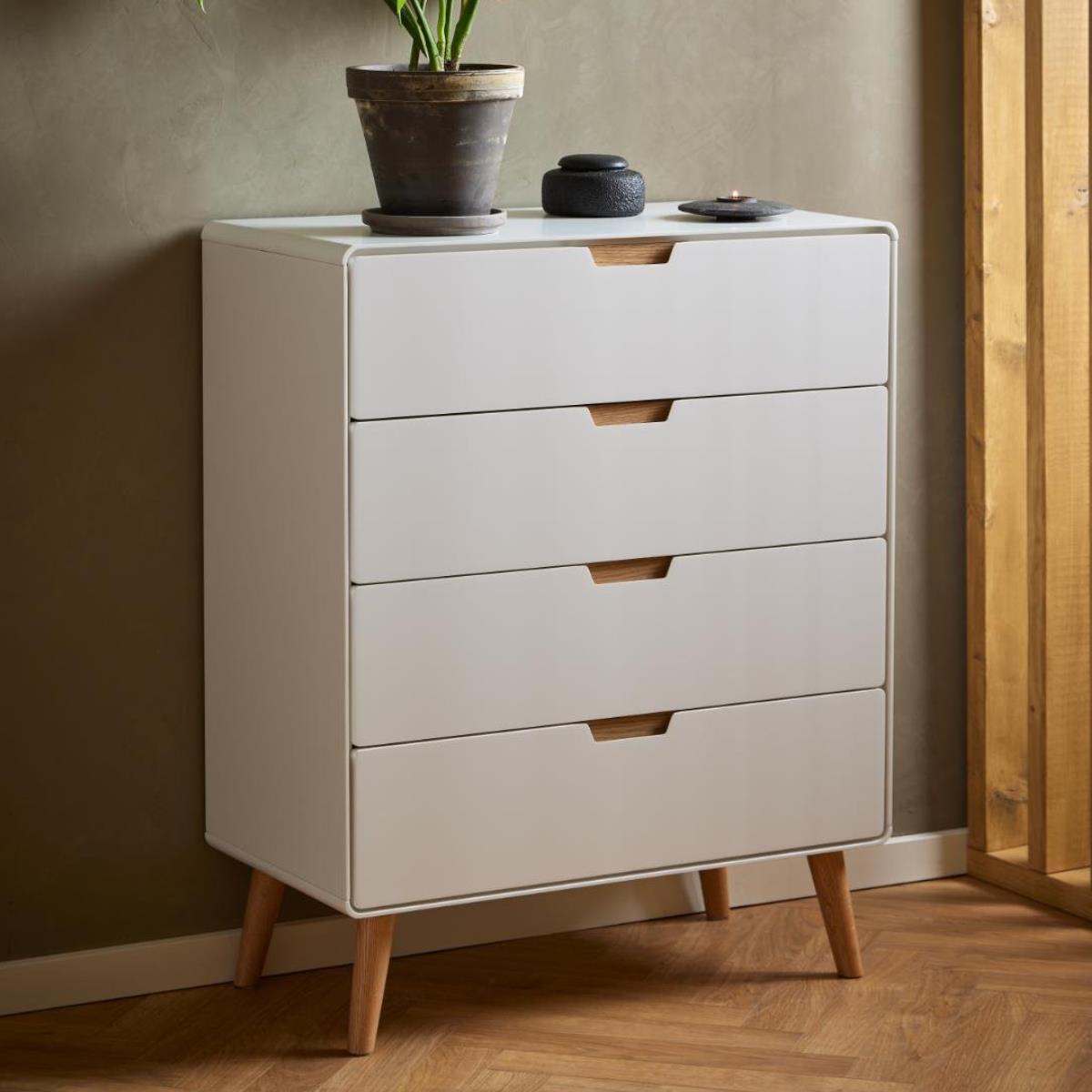 Rebellenclub Caicos Ladekast - 80 x 40 cm - Wit Met Eiken