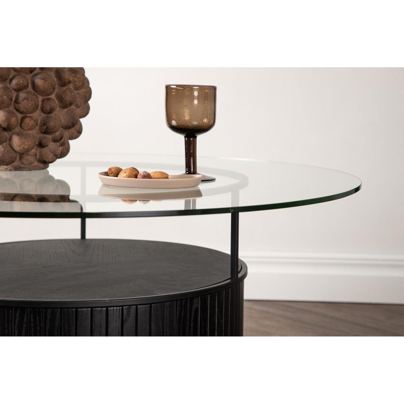 Fjôrd - Salontafel Bovall Zwart Helder Glas ⌀90cm