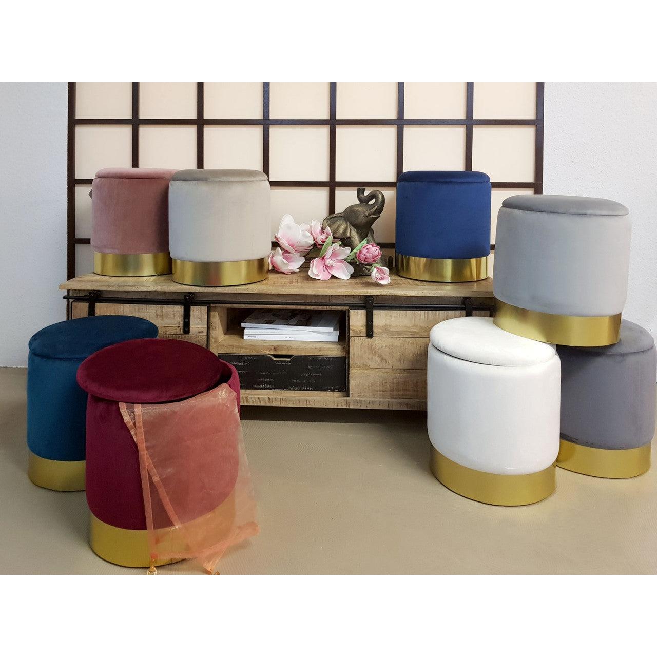 SVJ Kruk Rond - 31 x 31 x 38 cm - Polyester - Lichtgrijs