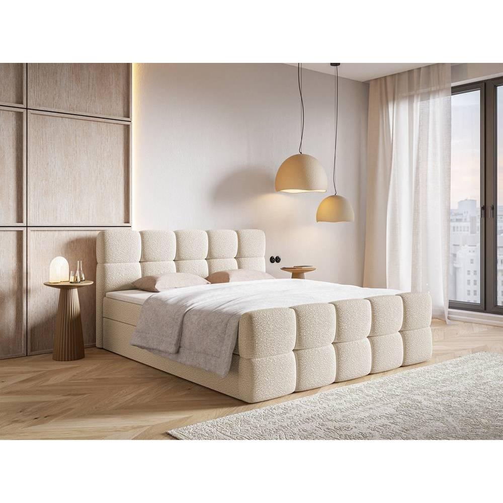 NADUVI Collection Chloe Boxspring met Opbergvak 180 x 200 cm - Bouclé - Ivoor