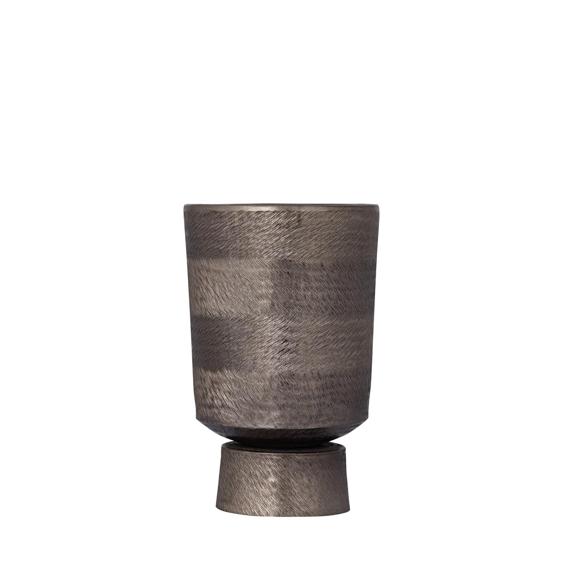 PTMD Bloempot Erga - 19x19x30 cm - Aluminium - Zwart