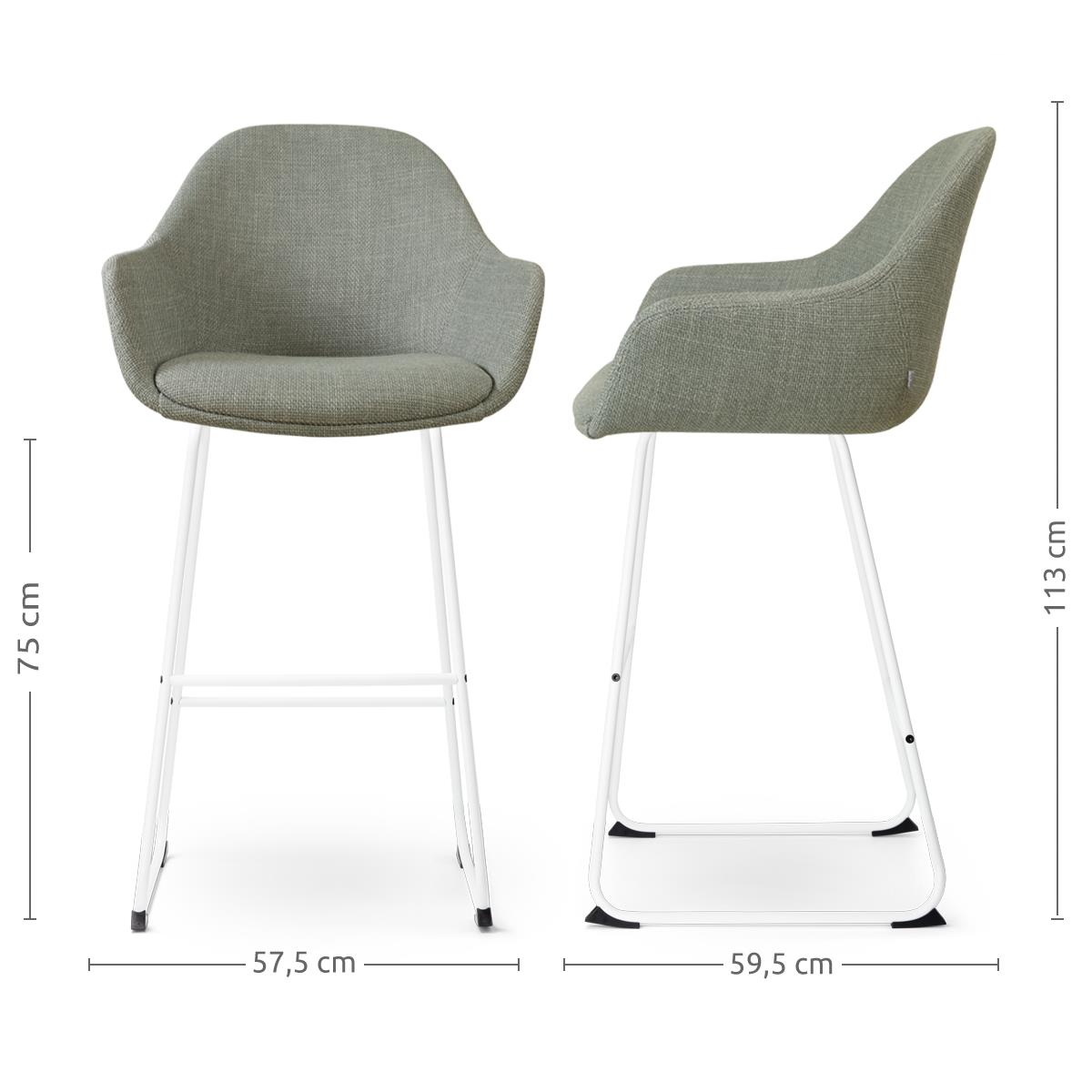 Nolon Nino-Mae Barkruk Groen - met Armleuning - Wit - 75 cm