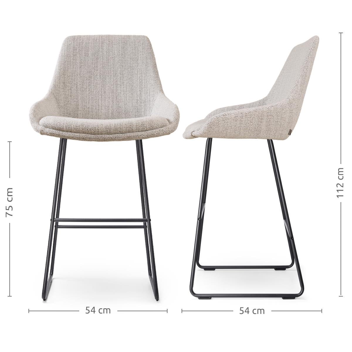 Nolon Nino-Isa Barkruk Beige Gemêleerd - Stof - Zwart Onderstel - 75