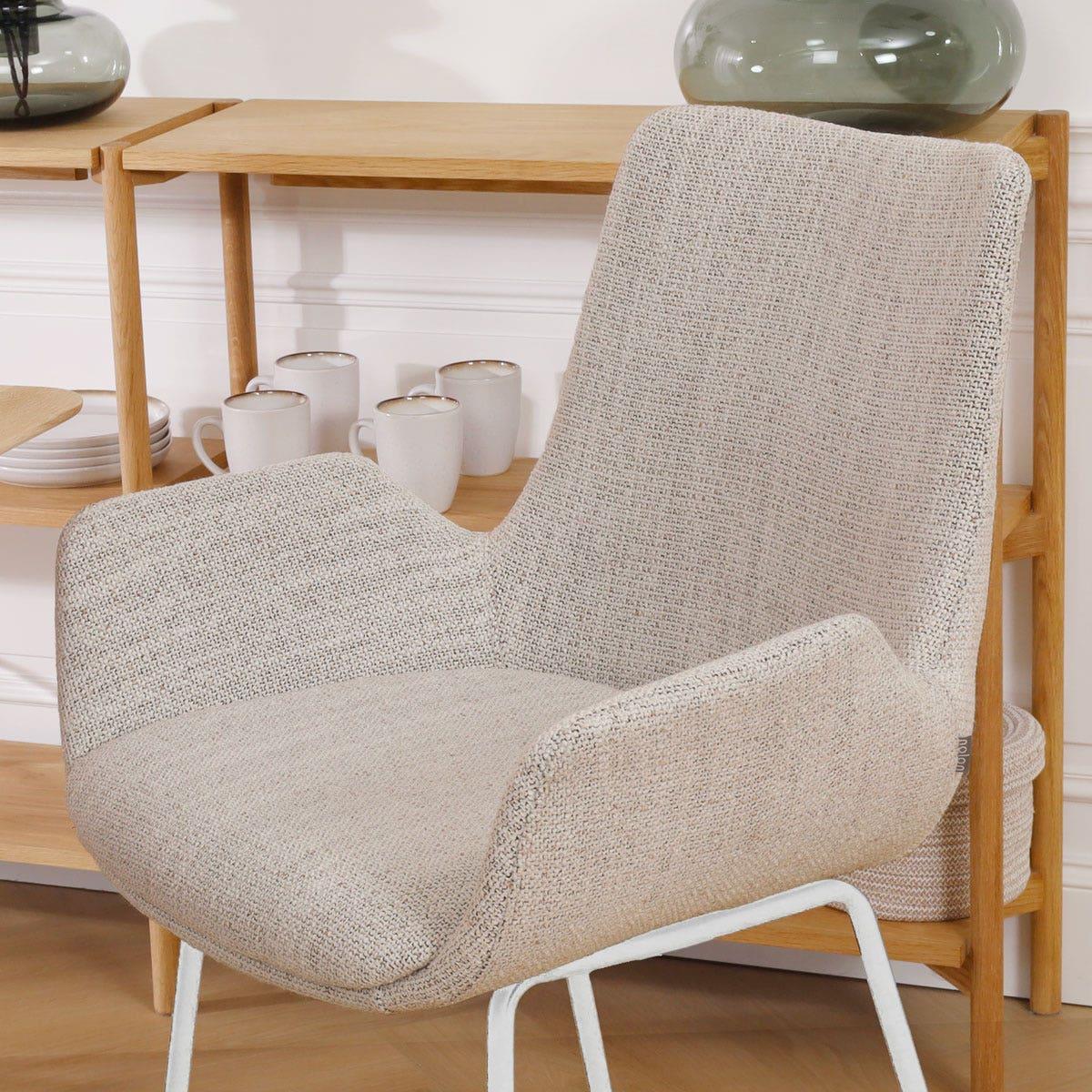 Nolon Nino-Eef Barkruk Beige Gemêleerd - met Armleuning - Wit - 75 cm