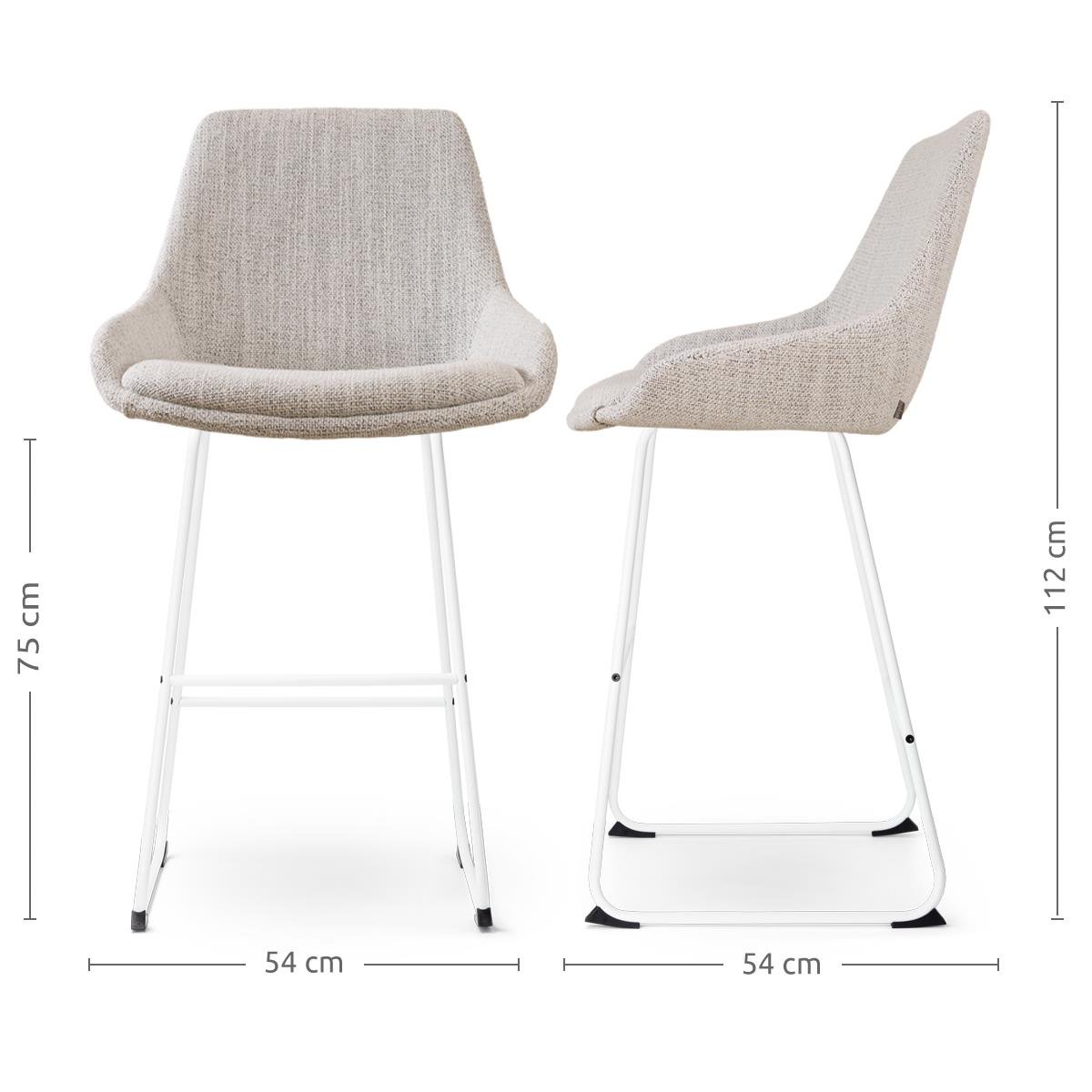 Nolon Nino-Isa Barkruk Beige Gemêleerd - Stof - Wit Onderstel - 75 cm