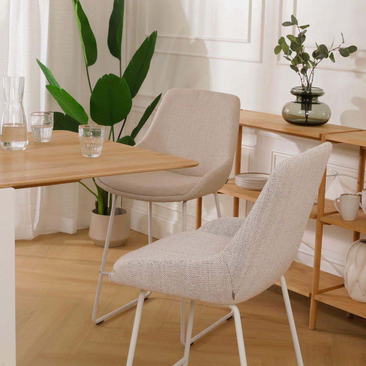 Nolon Nino-Isa Barkruk Beige Gemêleerd - Stof - Wit Onderstel - 75 cm