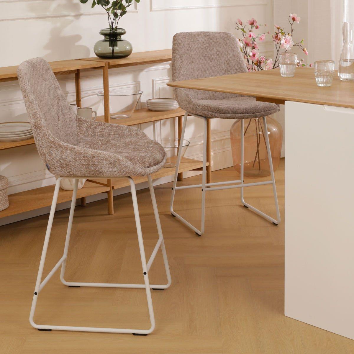 Nolon Nino-Isa Barkruk Bruin - Stof - Wit Onderstel - 75 cm