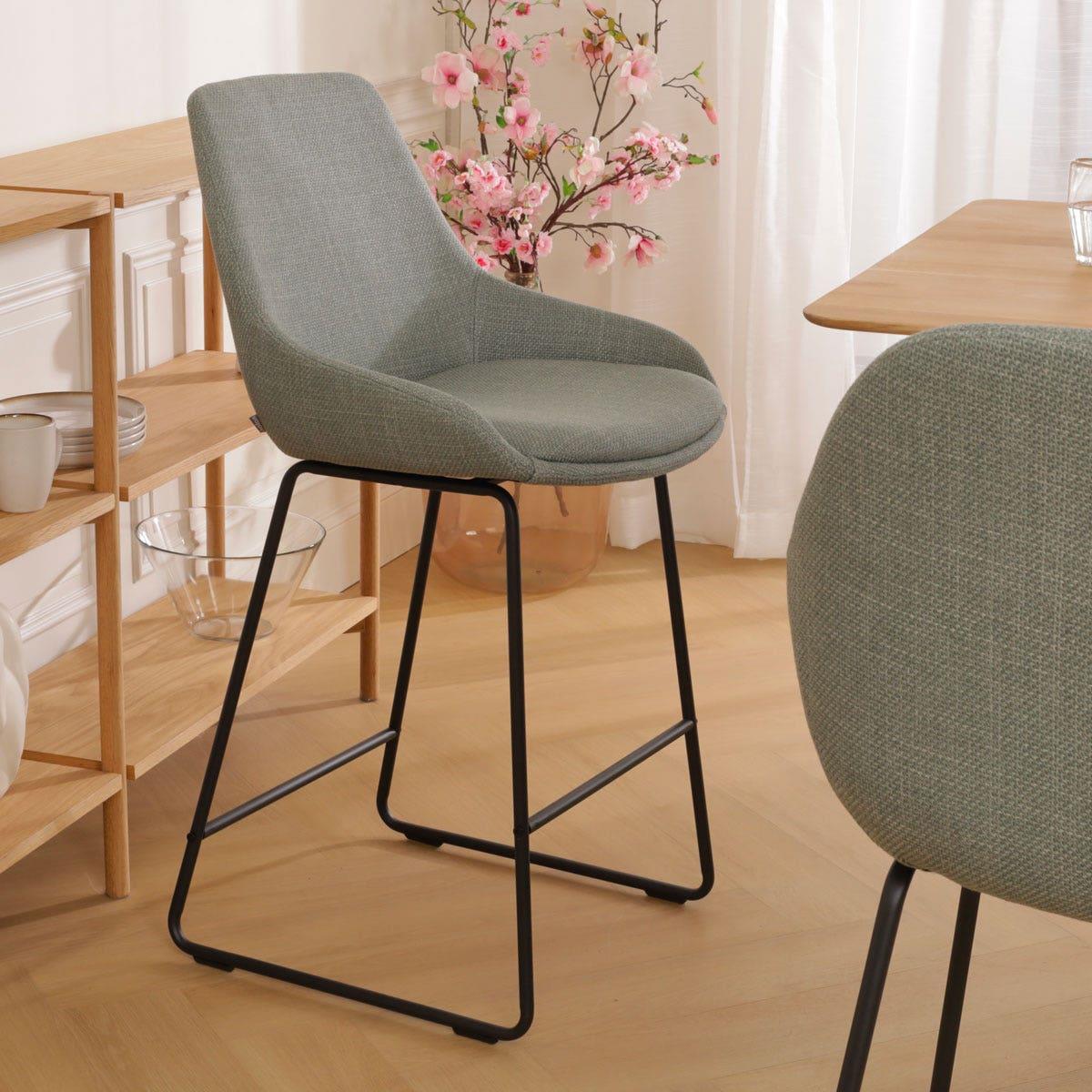 Nolon Nino-Isa Barkruk Groen - Stof - Zwart Onderstel - 75 cm