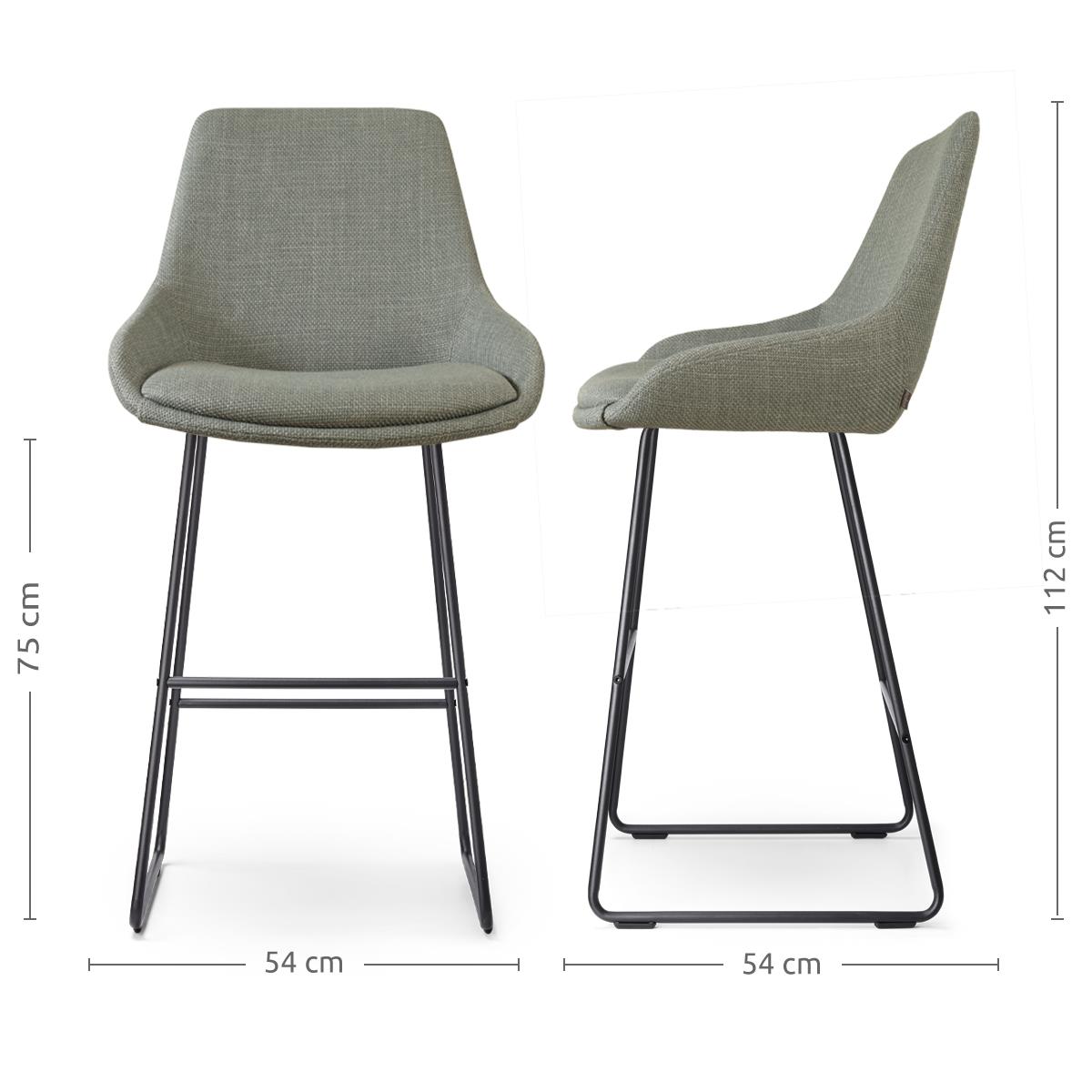 Nolon Nino-Isa Barkruk Groen - Stof - Zwart Onderstel - 75 cm