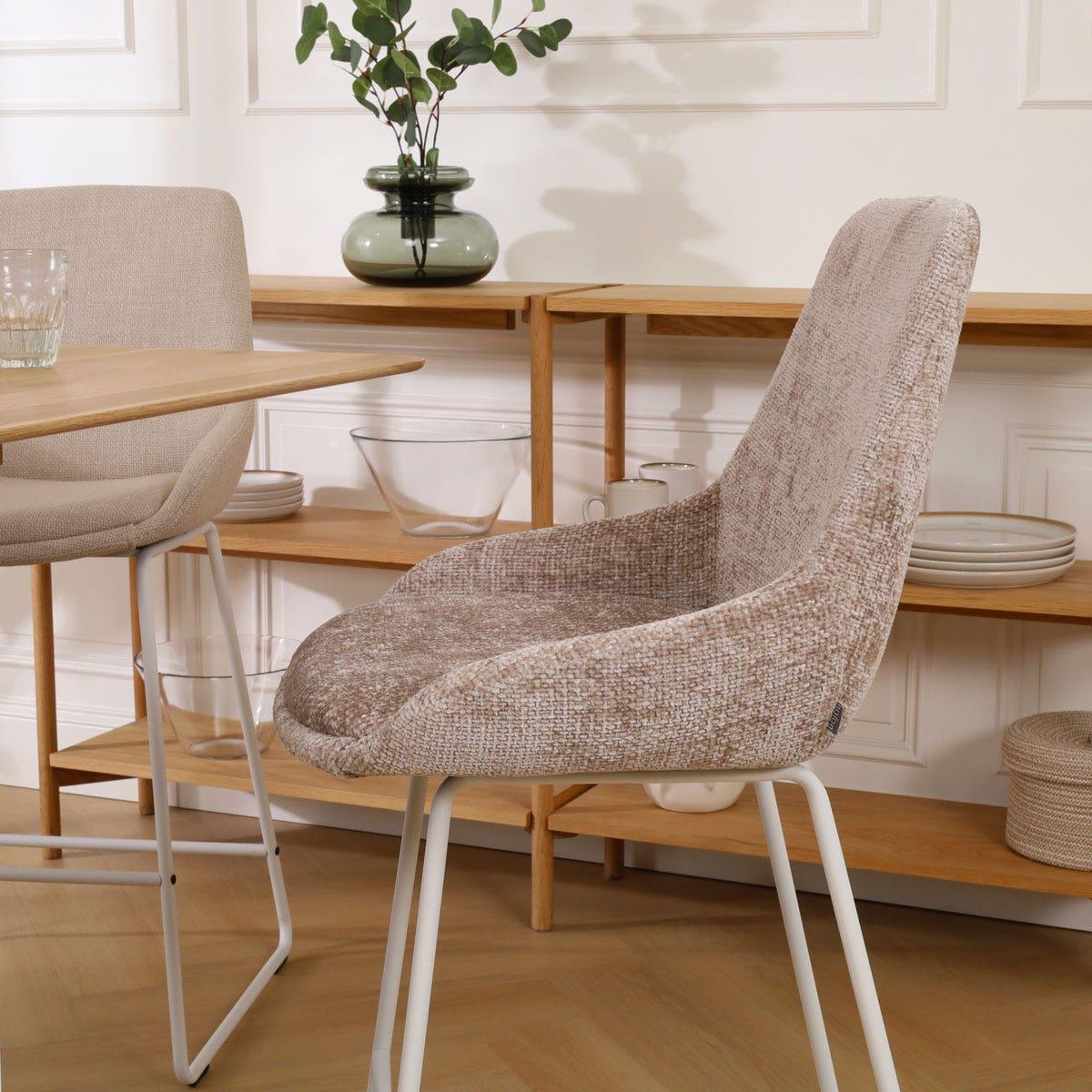Nolon Nino-Isa Barkruk Bruin - Stof - Wit Onderstel - 75 cm