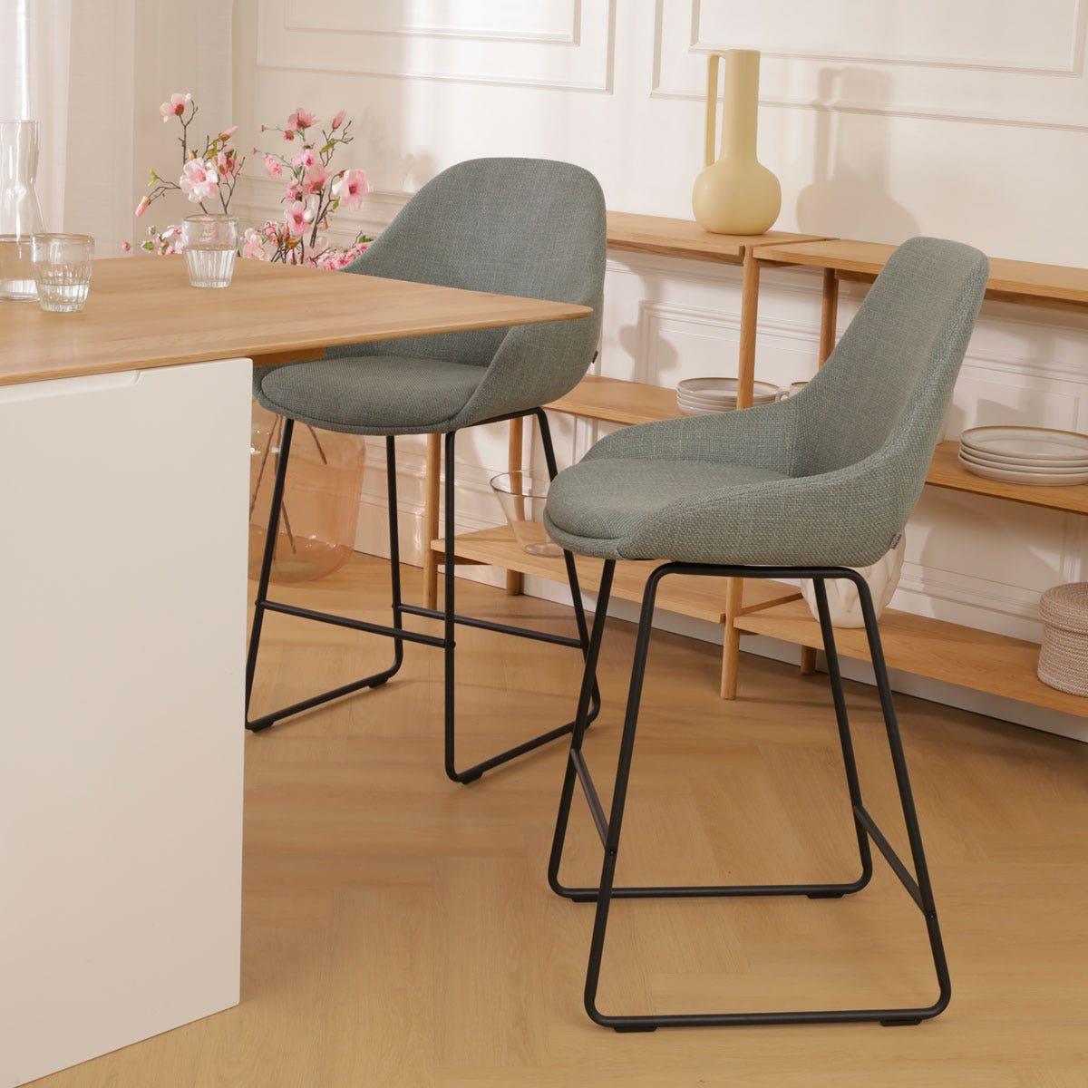 Nolon Nino-Isa Barkruk Groen - Stof - Zwart Onderstel - 75 cm