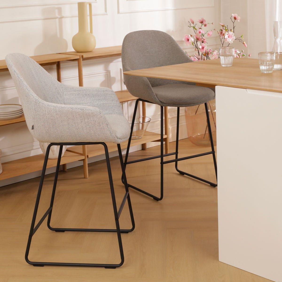 Nolon Nino-Mae Barkruk Beige Gemêleerd - met Armleuning - Zwart - 75