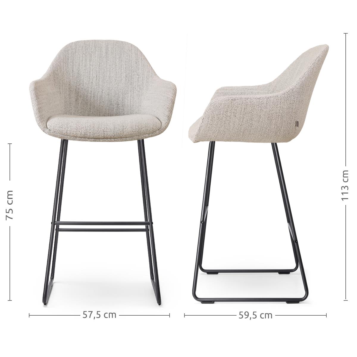 Nolon Nino-Mae Barkruk Beige Gemêleerd - met Armleuning - Zwart - 75