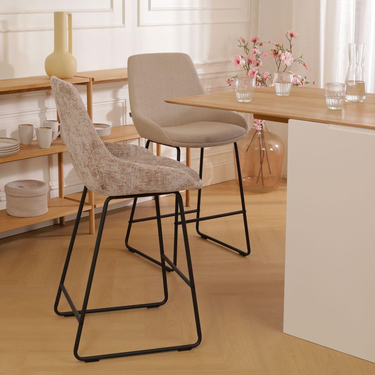 Nolon Nino-Isa Barkruk Bruin - Stof - Zwart Onderstel - 75 cm