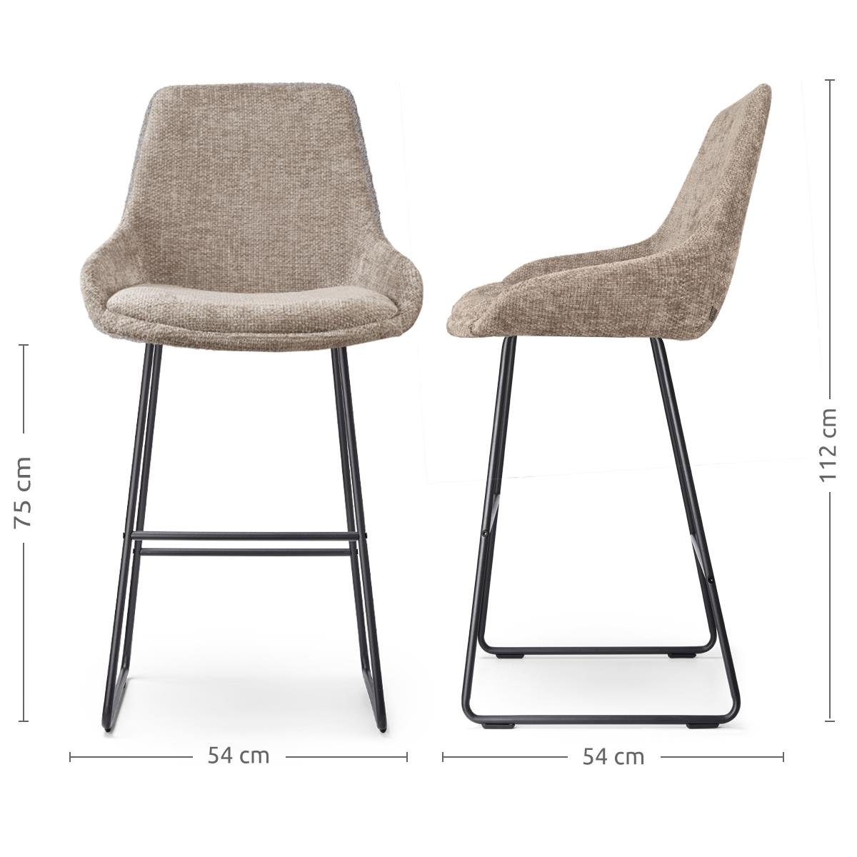 Nolon Nino-Isa Barkruk Bruin - Stof - Zwart Onderstel - 75 cm