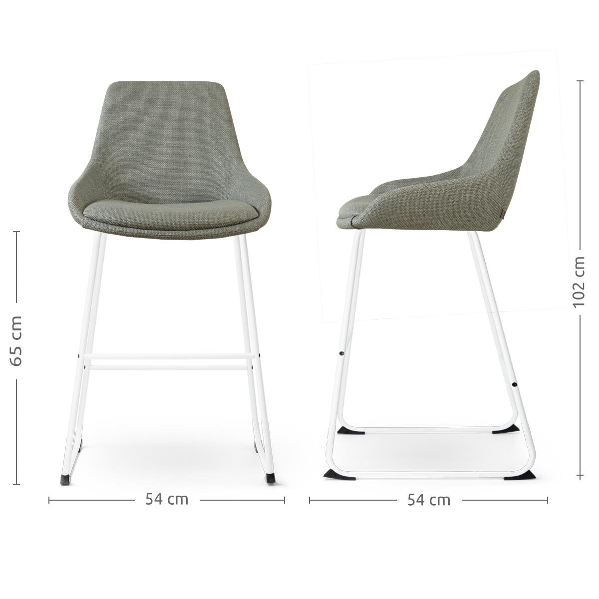 Nolon Nino-Isa Barkruk Groen - Stof - Wit Onderstel - 65 cm