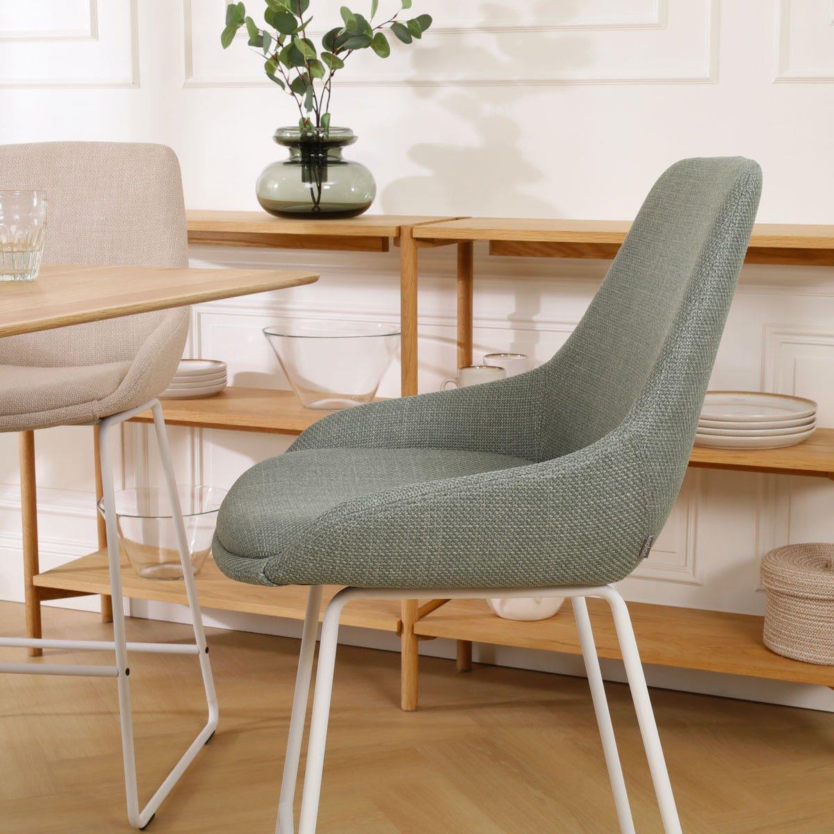 Nolon Nino-Isa Barkruk Groen - Stof - Wit Onderstel - 65 cm