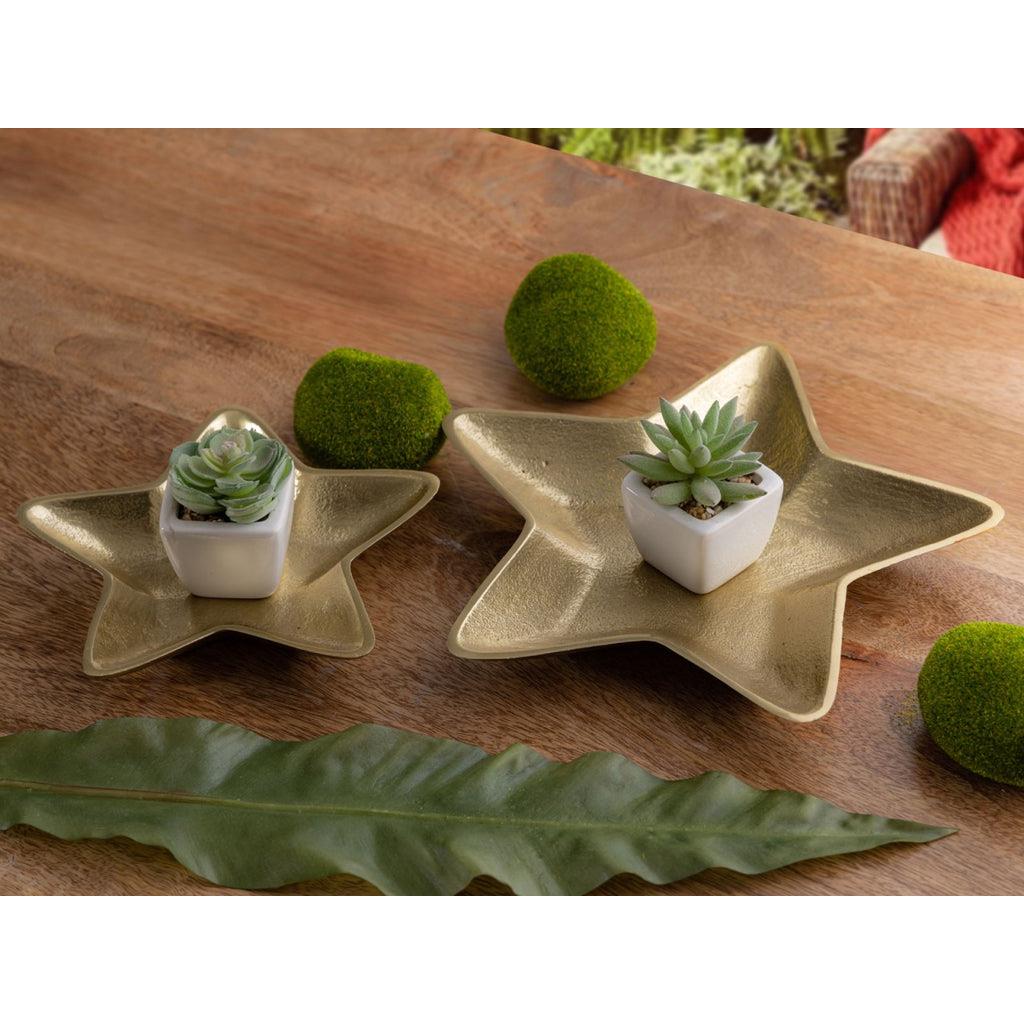 SVJ Schaal - 25x25x3 cm - Aluminium - Goud - Set van 2