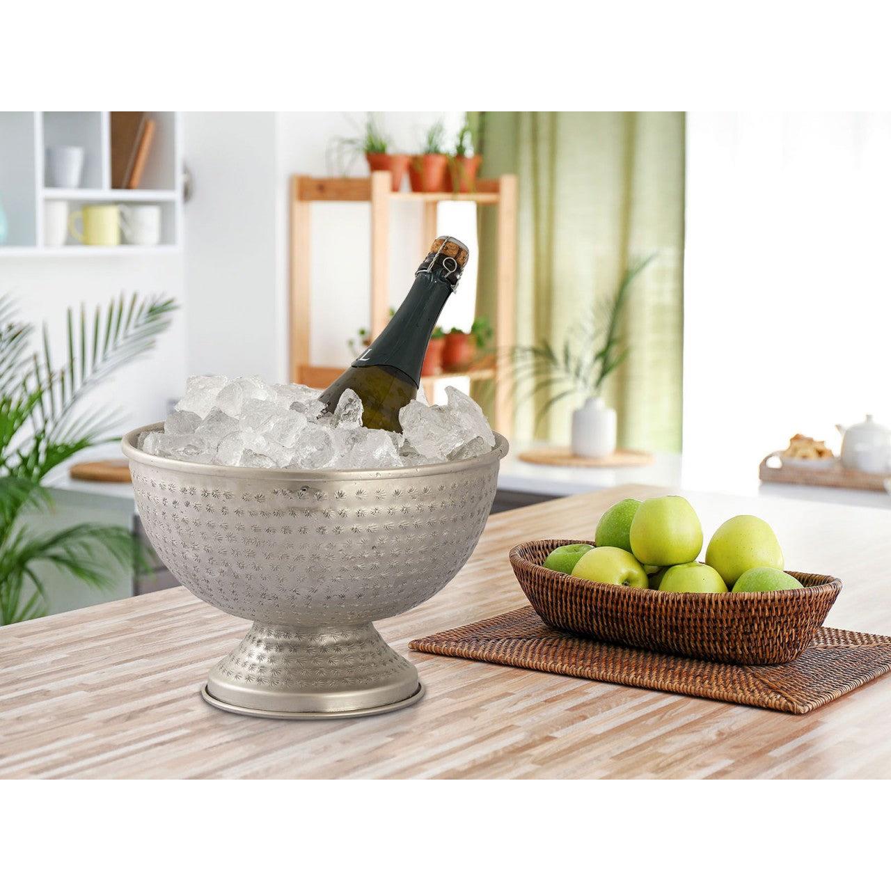 SVJ Wijnkoeler Rond - 29 x 29 x 20 cm - Ijzer - Zilver