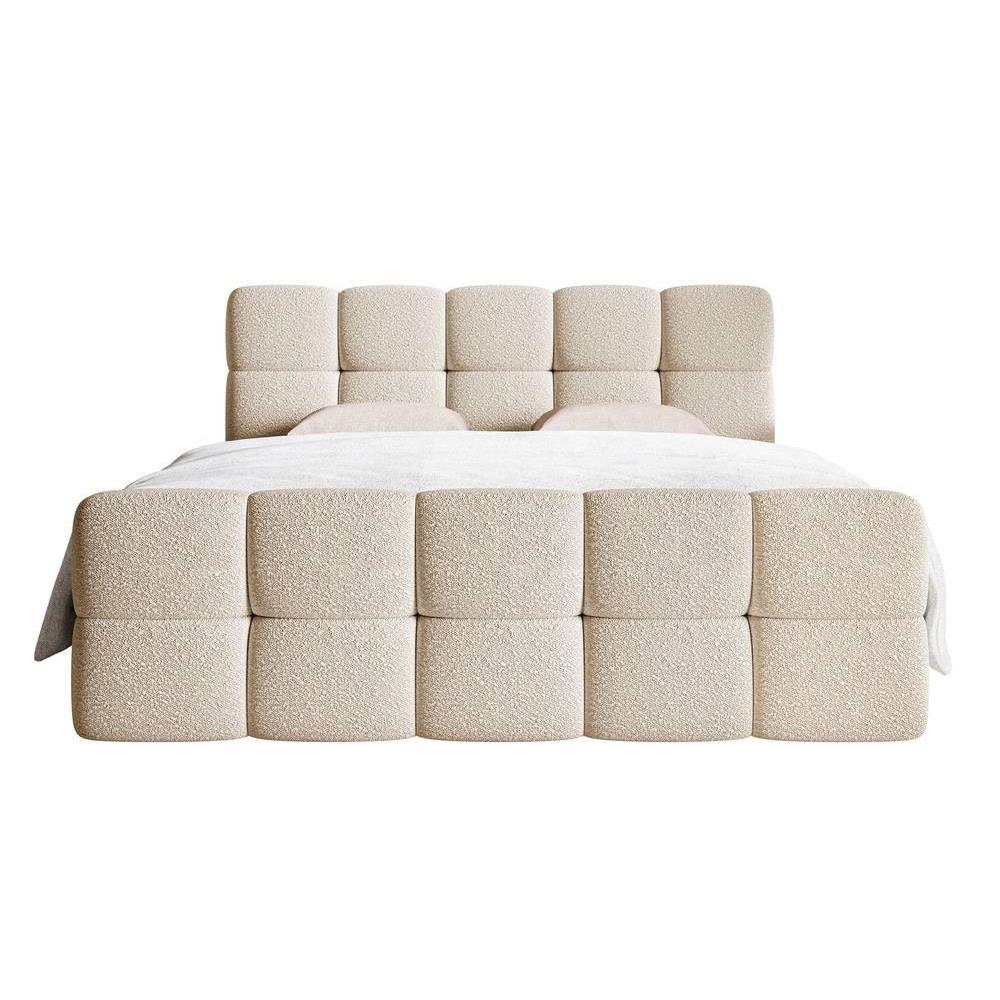 NADUVI Collection Chloe Boxspring met Opbergvak 180 x 200 cm - Bouclé - Ivoor