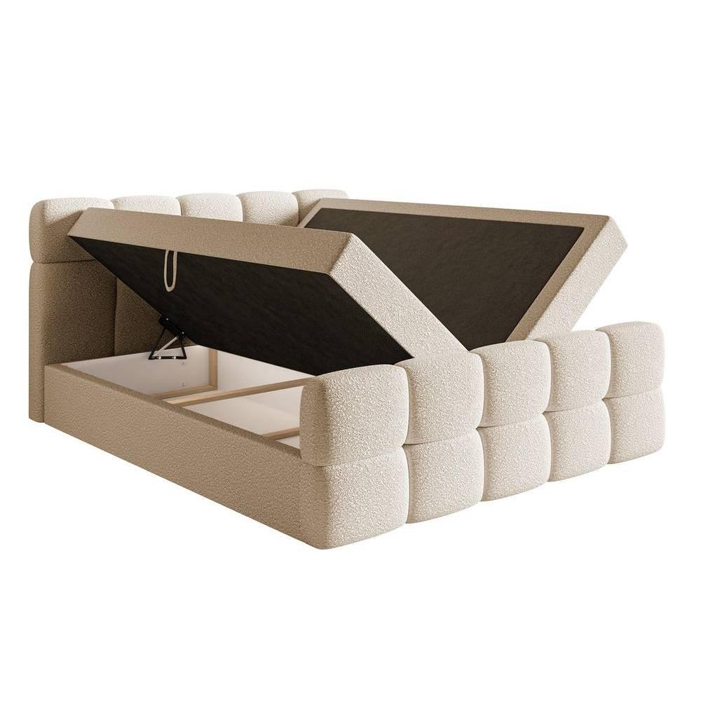 NADUVI Collection Chloe Boxspring met Opbergvak 180 x 200 cm - Bouclé - Ivoor