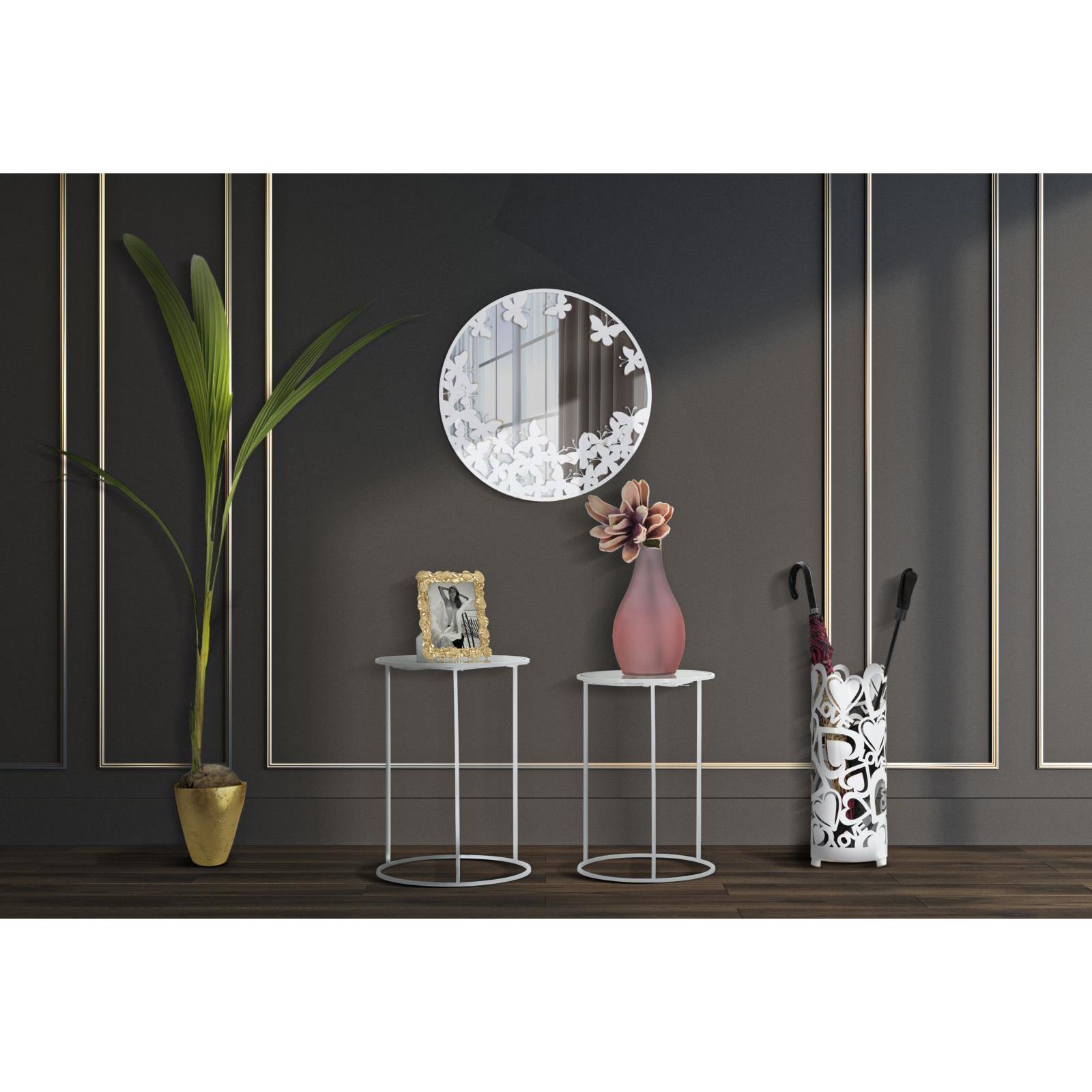 Mauro Ferretti Butterfly Set van 2 ronde tafels in wit metaal