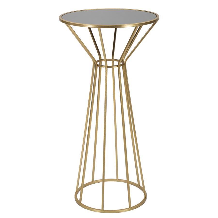 Mauro Ferretti Simple Ronde tafel in goud metaal met spiegelblad