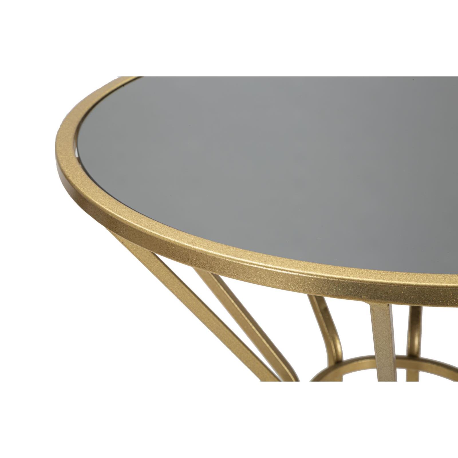 Mauro Ferretti Simple Ronde tafel in goud metaal met spiegelblad