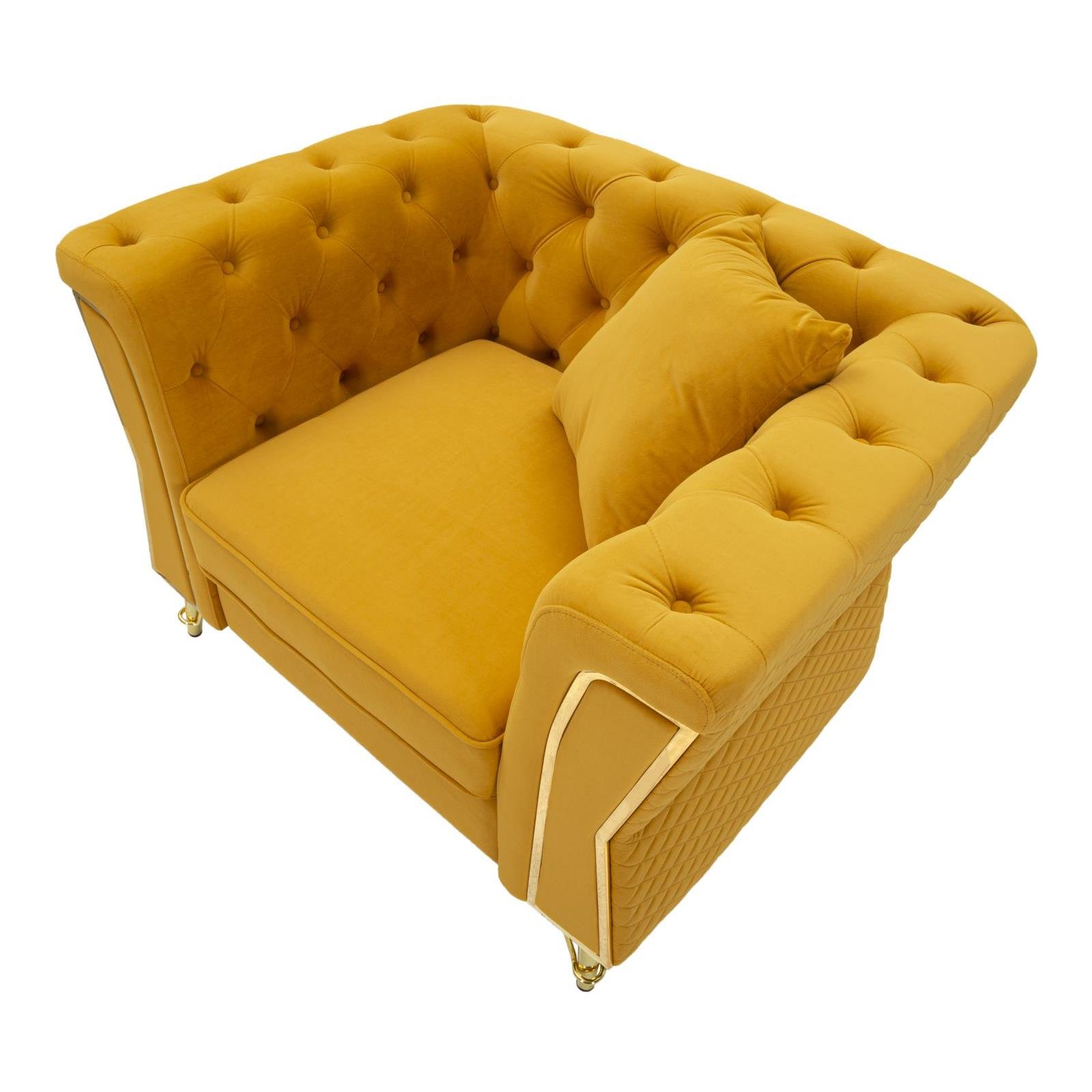 Mauro Ferretti Emy Fauteuil in metalen en fluwelen mosterd met kussen