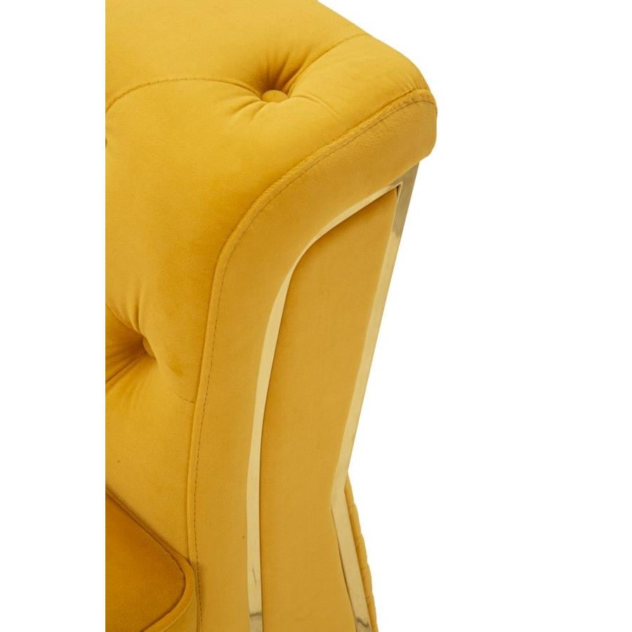Mauro Ferretti Emy Fauteuil in metalen en fluwelen mosterd met kussen