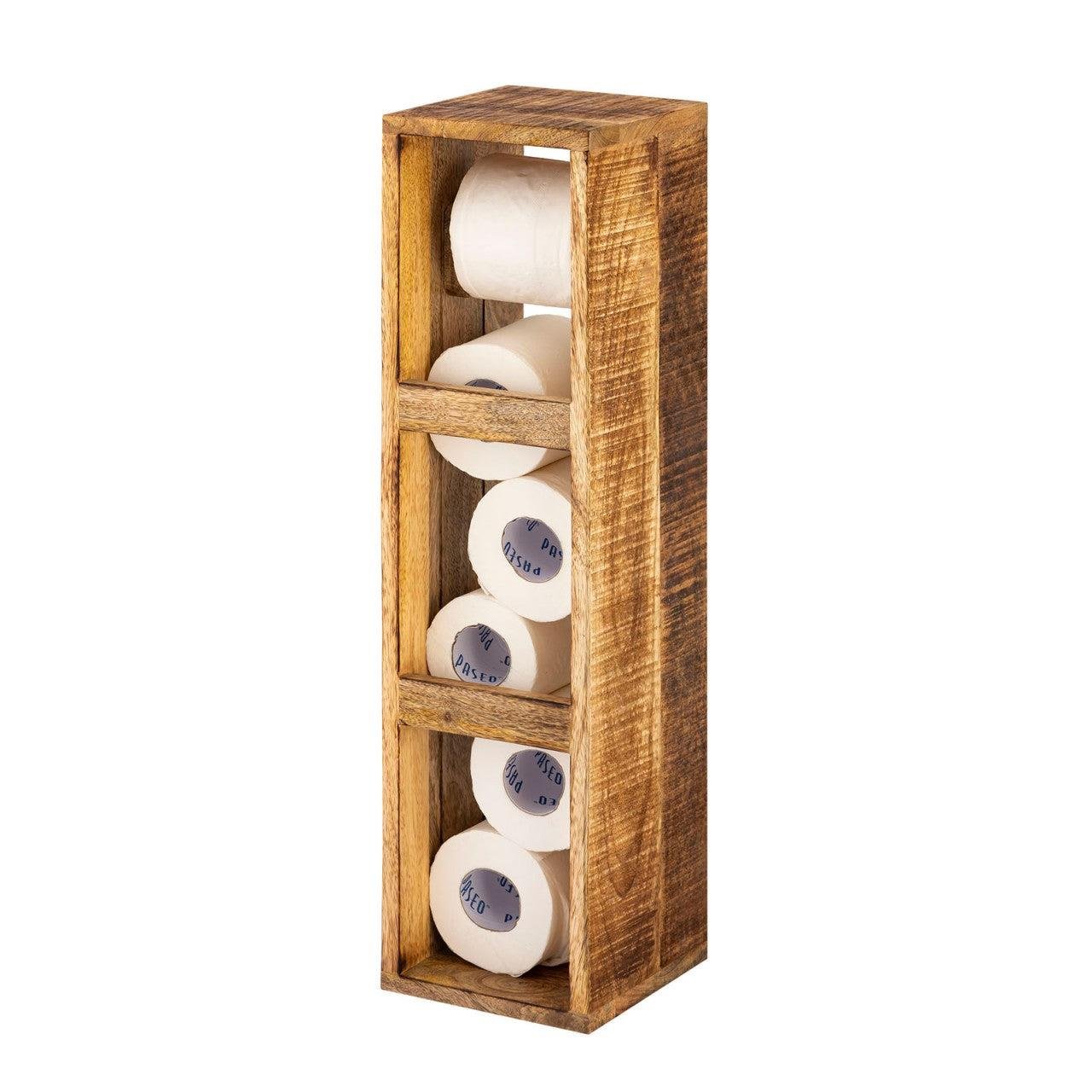 SVJ Toiletpapierhouder Rechthoekig - 17 x 17 x 65 cm - Hout - Bruin