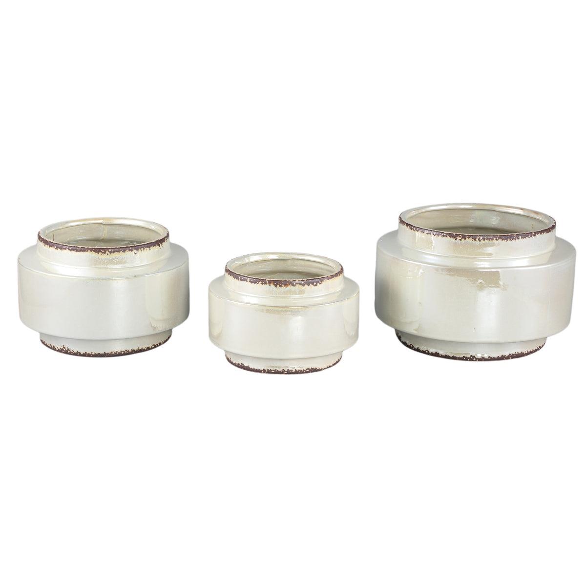 PTMD Bloempot Melodi - 28x28x18 cm - Keramiek - Parel