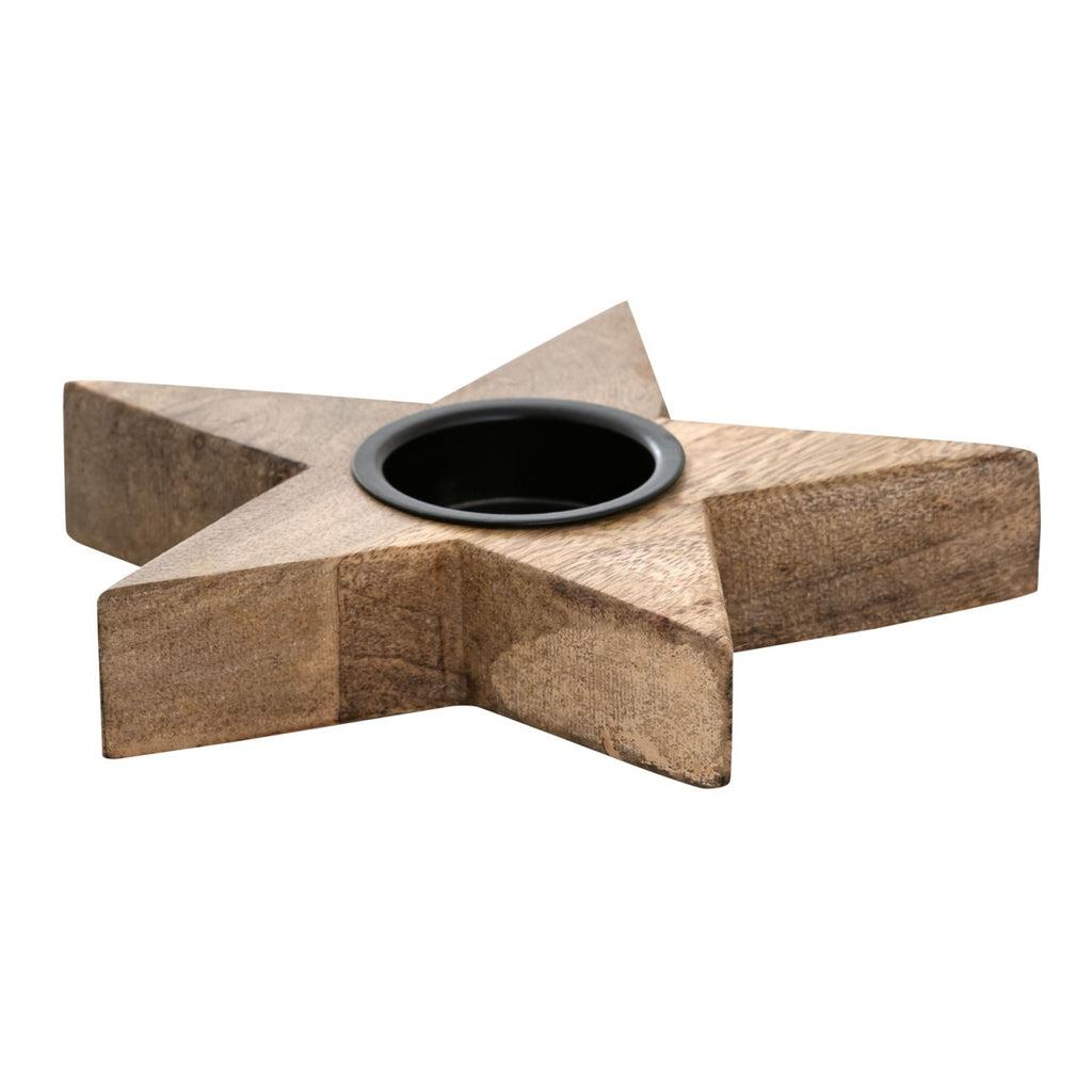 SVJ Windlicht - 15x15x3 cm - Hout - Naturel - Set van 3