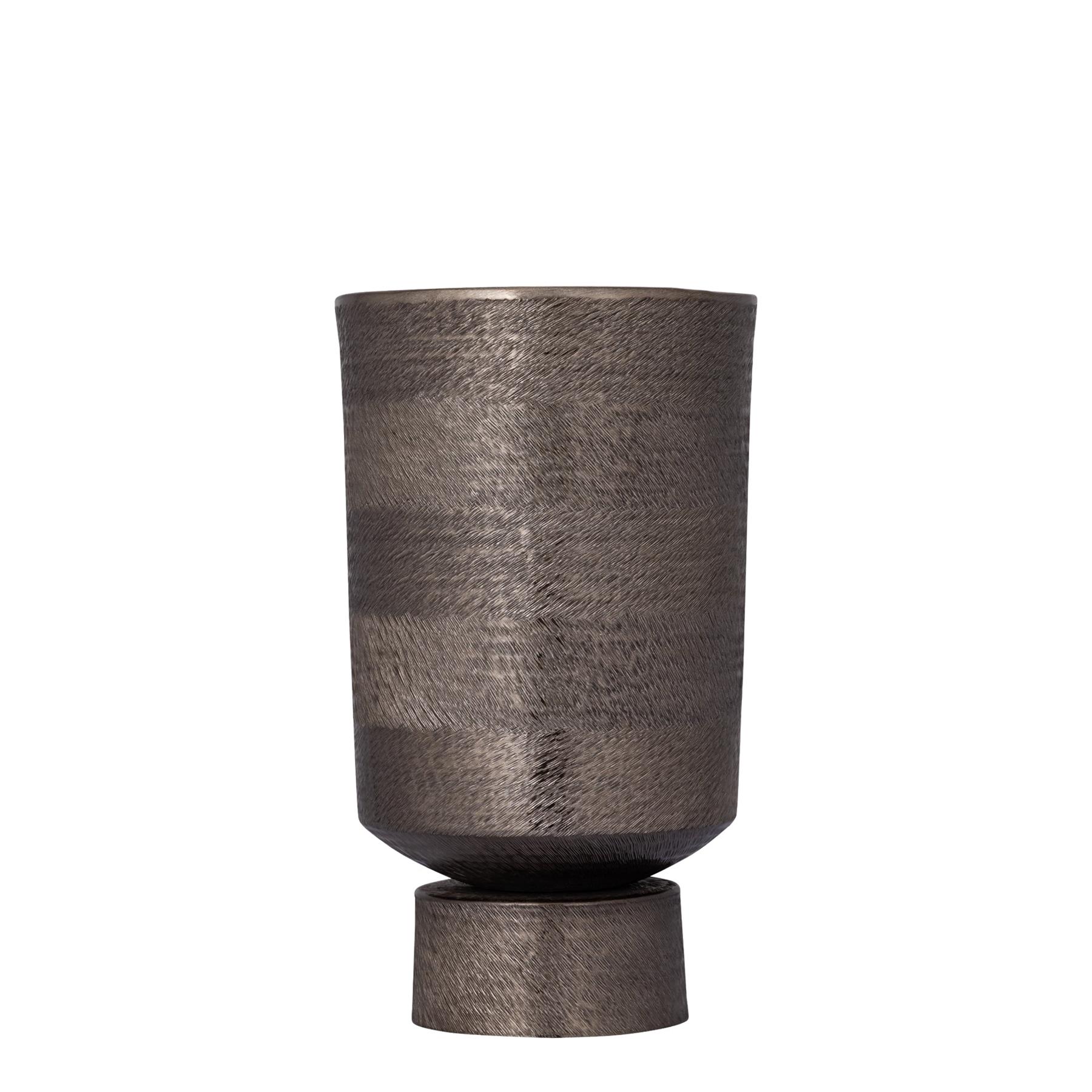 PTMD Bloempot Erga - 24x24x40 cm - Aluminium - Zwart