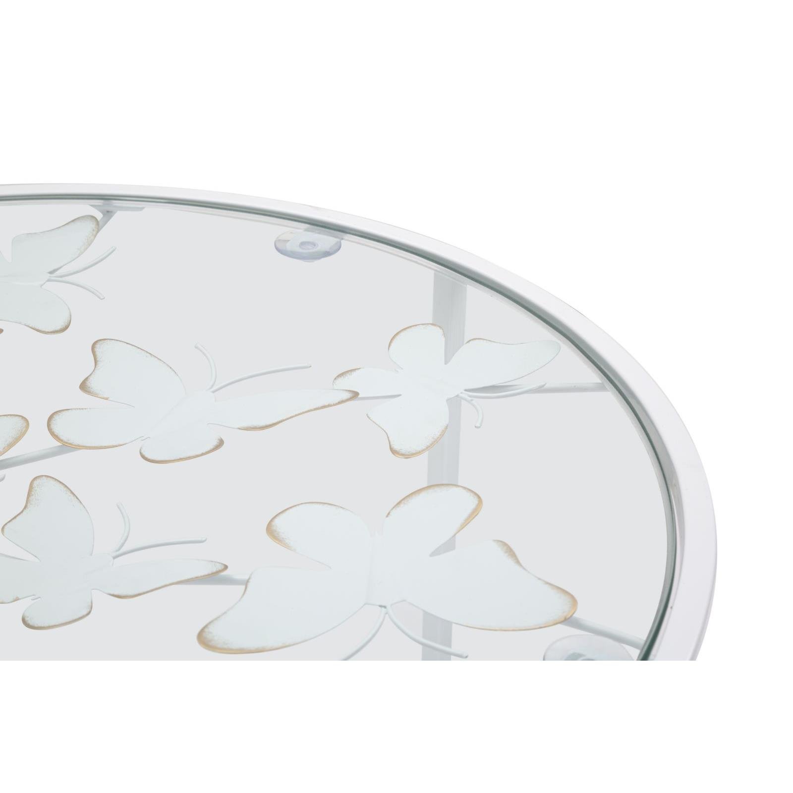 Mauro Ferretti Butterfly Set van 2 ronde tafels in wit metaal