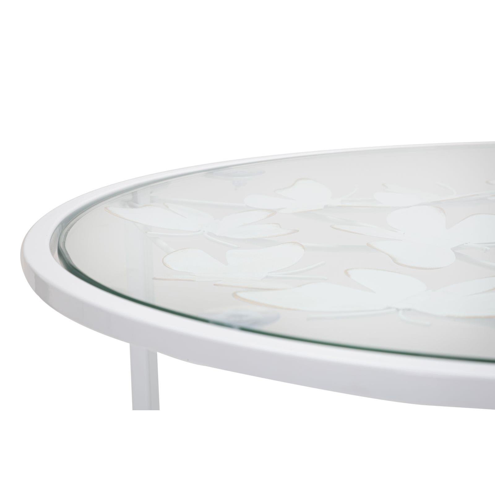 Mauro Ferretti Butterfly Set van 2 ronde tafels in wit metaal