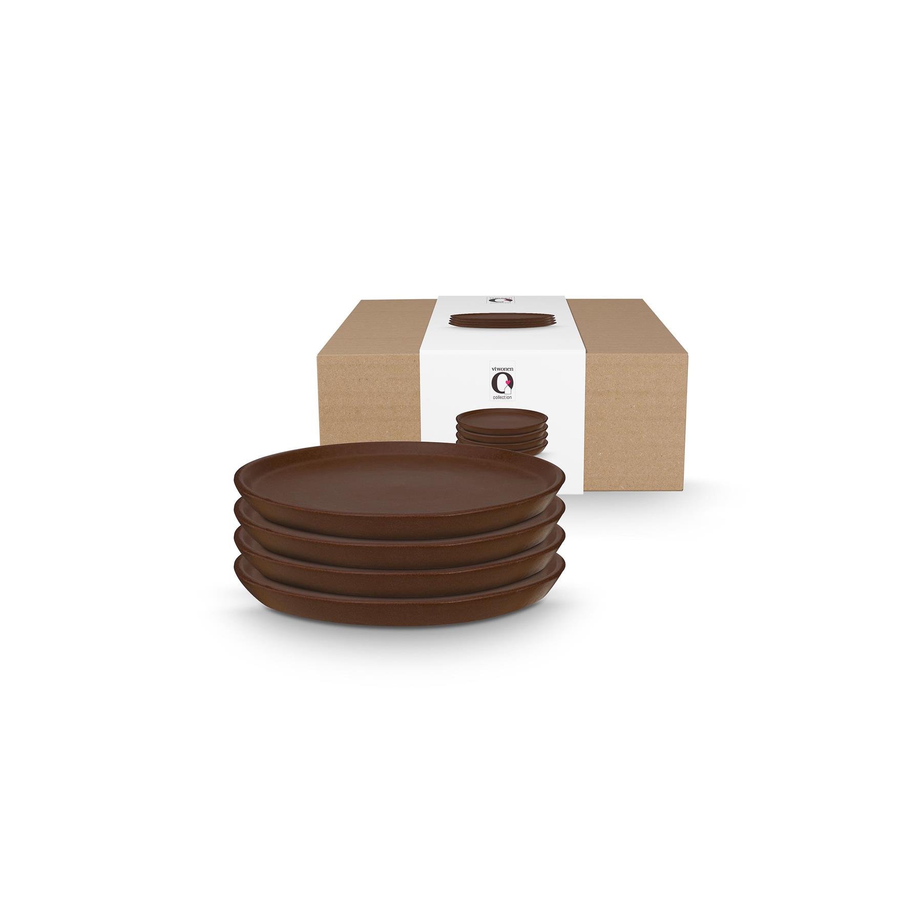vtwonen - Ontbijtborden - Bruin - Keramiek - 17cm - Serviesset van 4