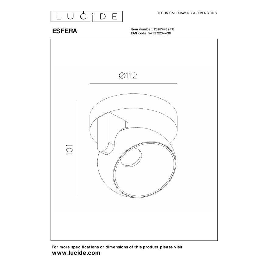 Lucide Premium ESFERA Plafondspot - Grijs ijzer
