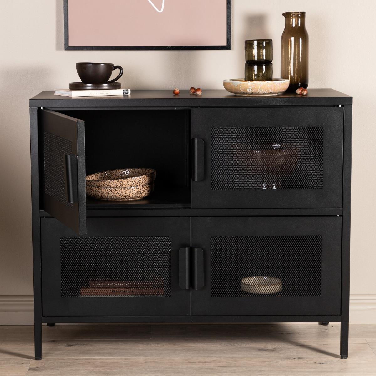 Fjôrd - Dressoir Zwart 90cm - Metaal - Nett