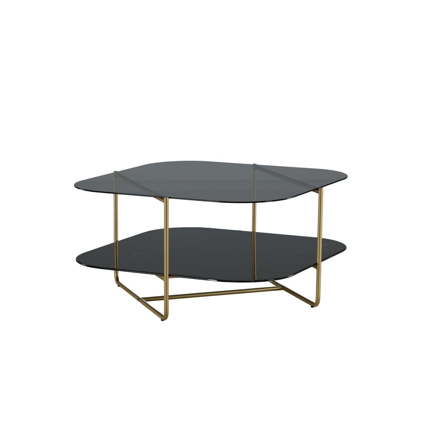 Fjôrd - Salontafel Goud 85cm - Glas - Un-line