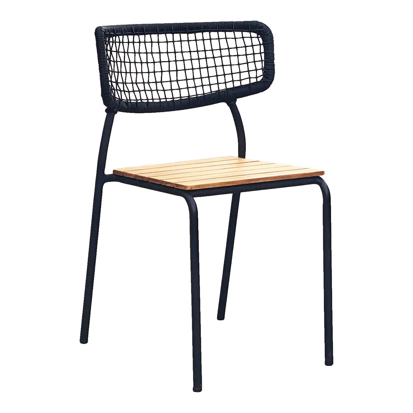 House Nordic Nashville Eetkmaerstoel Zwart|Teak set van 4